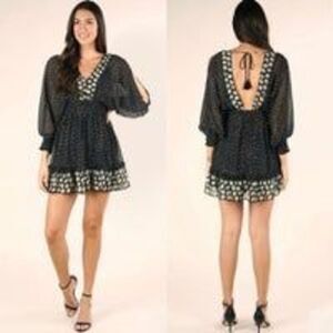 Cielo‎ Boutique Split Sleeve Mini Dress Black Size Large